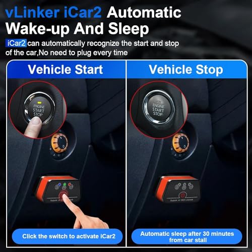 iCar2 BLE 4.0 OBD2 Bluetooth Adapter Auto Scanner Car Diagnostic Tools Engine System Diagnostic Tools for Android/iOS (Black/Orange) - color: iCar2 BLE4.0 Black & Orange