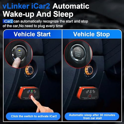 iCar2 BLE 4.0 OBD2 Bluetooth Adapter Auto Scanner Car Diagnostic Tools Engine System Diagnostic Tools for Android/iOS (Black/Orange) - color: iCar2 BLE4.0 Black & Orange