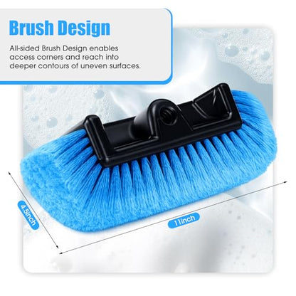 2 Pack 58 Inch Extendable Car Wash Brushes, Soft Bristled Scratch Free Cleaning System with Long Handle, Universal Cleaning Tool Set for Vehicles Home Windows Tires Snow Removal(Green+Blue) - color: green+blue