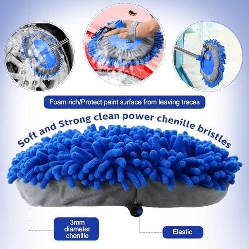 Layhit 10 Pcs Car Wash Mitt Set, Brush Not Included, Microfiber Mitt Cleaning Car Truck Washing Tools Kit RV Pickup Chenille Scratch Replacement (Royal Blue) - color: Royal Blue