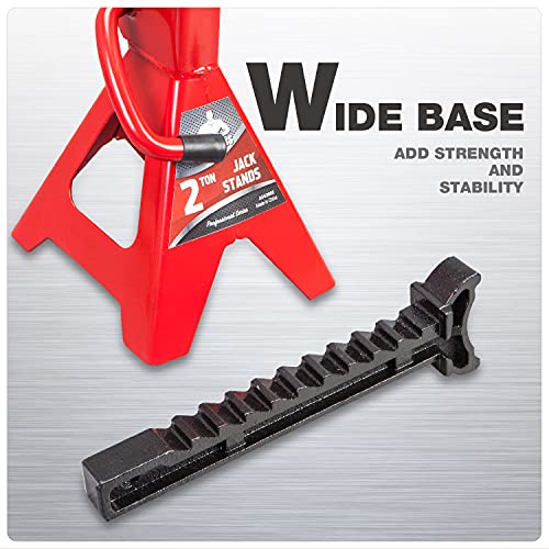 Jack Boss Jack Stands 2 Ton (4,000 LBs) Lifting Car Stand, Fit Use for Cars Automotive Small Vehicles, Red, 2 Pack - style: 2T standard
