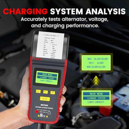 ANCEL BST500 Car Battery Tester with Printer, 12v 24v Automotive Battery Load Tester, Cranking Charging System Analyzer, 99.99% Accuracy for Car Motorcycles Truck SUV ATV RV and More - size: BST500