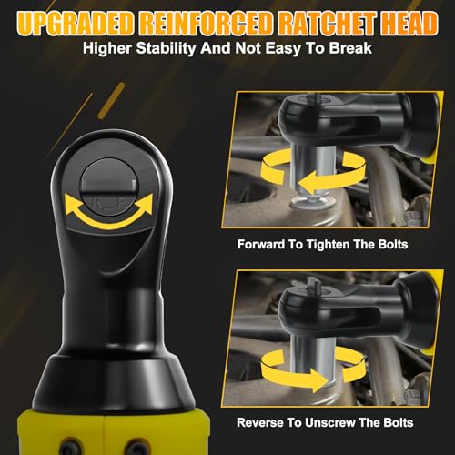 3/8" Electric Cordless Ratchet Right Angle Wrench Impact Power Tool Compatible with 20V DeWalt Battery with 7 Sockets, 3" Extension Bar, 1/4" Adapter(No Battery included)