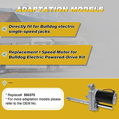 500370 RV Single Speed Drive Motor Compatible with Bulldog Electric Single-Speed Jacks, One Speed Motor for Bulldog Powered Drive Kit 1824200100 1824210100, Replace# BD1046130-00, 1046131, 1046130