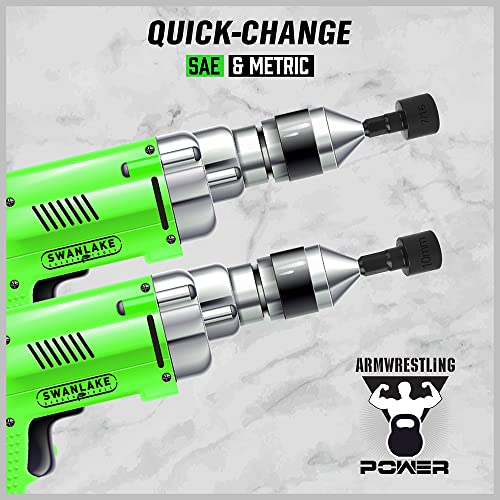 SWANLAKE 20PCS Power Nut Driver Set for Impact Drill, 1/4” Hex Head Drill Bit Set SAE and Metric - style: 20PCS Standard Version