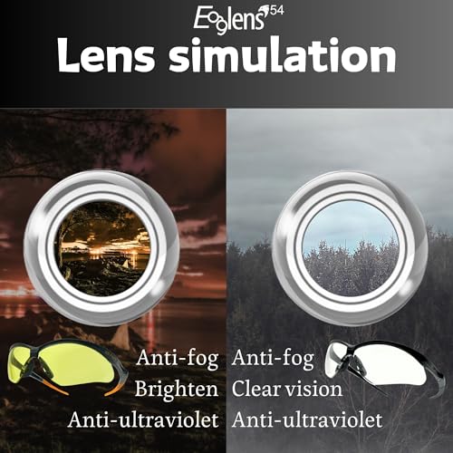 Safety Glasses Anti Fog Photochromic ANSI Z87.1 UV Protection Scratch Resistant hunting tactical Airsoft - color: X801 Anti-fog Yellow+clear(not Photochromic)