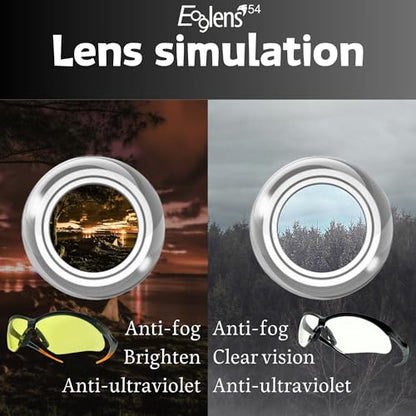 Safety Glasses Anti Fog Photochromic ANSI Z87.1 UV Protection Scratch Resistant hunting tactical Airsoft - color: X801 Anti-fog Yellow+clear(not Photochromic)