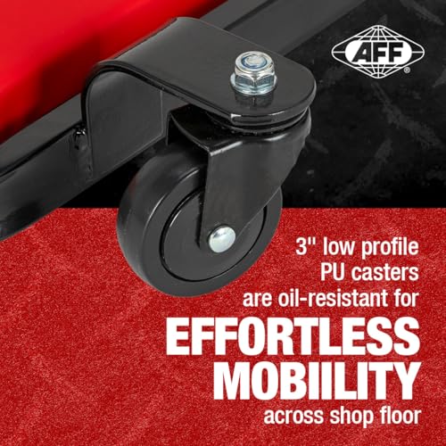 AFF Ultra Low Profile Mechanic Creeper - Heavy Duty 40" Creeper with 1.5" Ground Clearance - 1.57" Thick Vinyl Upholstery & 6 Oil-Resistant Swivel Casters - for Garage & Shop Use