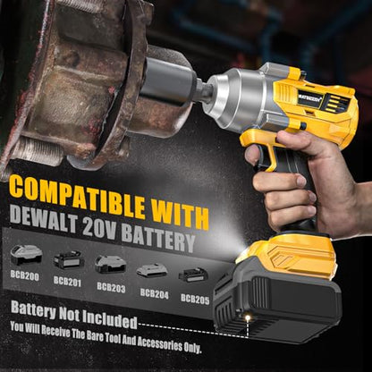 NATBEESY Impact Wrench Compatible with DeWalt 20V Battery: 1/2 Inch Hog Ring Impact Driver - 1000N.m(750ft-lbs) Cordless Impact Gun - Brushless Motor with LED Light And Blet Clip - Tool Only - style: 1000N.M