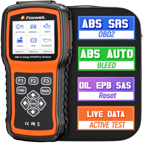 FOXWELL NT630 Plus ABS/SRS OBD2 Scanner, ABS Auto Bleed, Oil EPB SAS Resets | Brake & airbag scanner with read/clear codes, ABS bidirectional tests, live data, 10 OBD2 modes, AutoVIN and WiFi updates