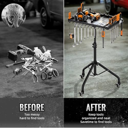 Rolling Tool Utility Cart with Wheels, Work Bench for Garage with Magnetic Tray Mechanic Tool Organizer Rolling Tray Storage Tool Cart
