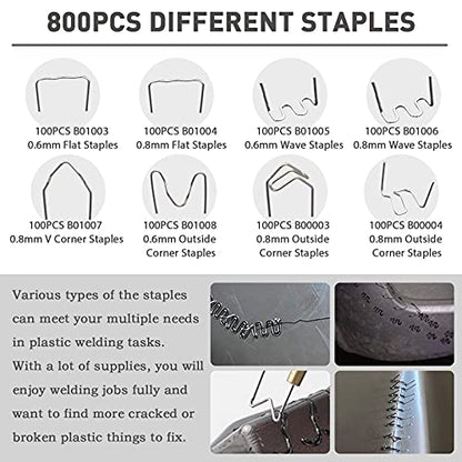 Plastic Welding Kit with 800PCS Staples/5-Levels Power/LED Display Light, 110V Car Bumper Hot Stapler Gun Plastic Welder Machine