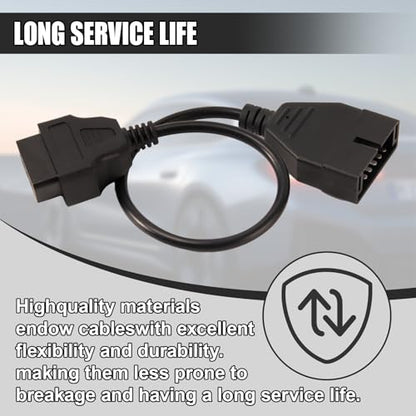OBD1 to OBD2 Adapter, Auto Cable Code Reader Diagnostic Extension Tool, OBD1 12 Pins to OBD2 16 Pins Car Socket Scanner Cable, Auto Scanner Connector Replacement for Most Models