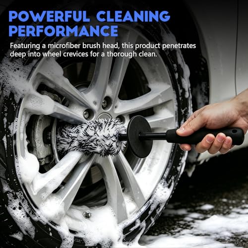 Wuyaoyao 2PCS Microfiber Wheel Brush Set, Car Wheel Cleaning Brush with Car Wash Mitt, Soft Rim Cleaner Wash Brushes, Non Scratch & Highly Water Absorption, Automotive Cleaning Supplies (Black, 2 PCS) - color: Black, 2 PCS