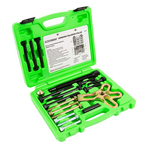 OEMTOOLS 37187 Harmonic Balancer Puller Kit, Removes Harmonic Balancers, Dampers, Puller Tool for Use with GM 3300 & 3800 V6 Engines, Includes Metric and SAE Bolts - style: Puller Kit Green Case