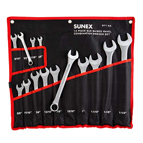 SUNEX TOOLS 9714A SAE Combination Wrench Set, 14 Piece - size: SAE Combination Wrench Set, style: SAE Combination Wrench Set