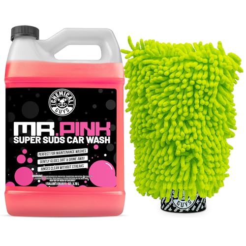 Chemical Guys Mr. Pink Super Suds Car Wash Soap Plus Chenille Premium Microfiber Wash Mitt Bundle, High Foaming Pink Shampoo And Scratch Free Mitt For Cars Trucks SUVs Daily Drivers, 128 Fl Oz - size: 1 Count (Pack of 1)