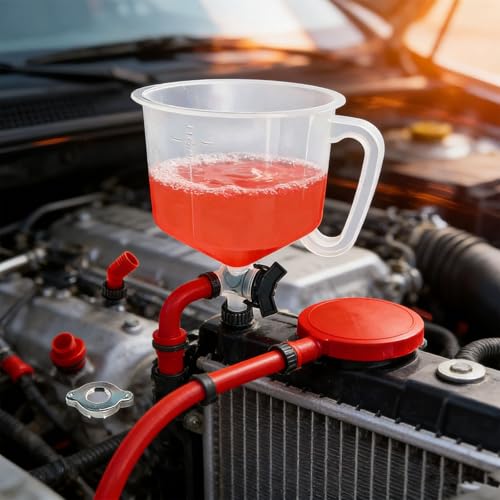 15Pcs Radiator Coolant Funnel Kit, No-Spill Bleeder Funnel with 5 Adapters