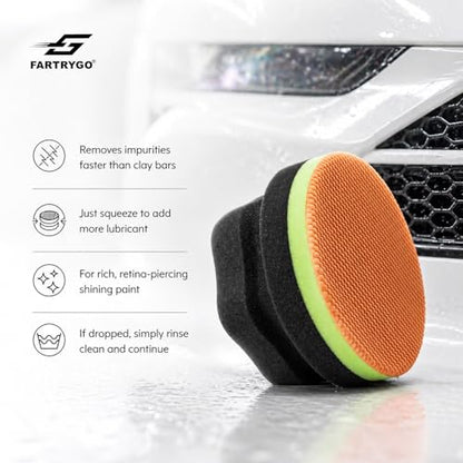 2 Pcs Synthetic Clay bar Pad for Car Detailing, 4.1" Honeycomb Clay Sponge with 12mm Rebound Foam, Paint Contaminant Removal & Surface Prep Tool for Waxing and Polishing