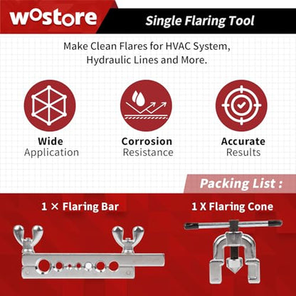Wostore Flaring Tool Set Single Flare Tubing Pipe 7 Dies of 3/16-5/8 Inch kit in HVAC for plumbing Copper