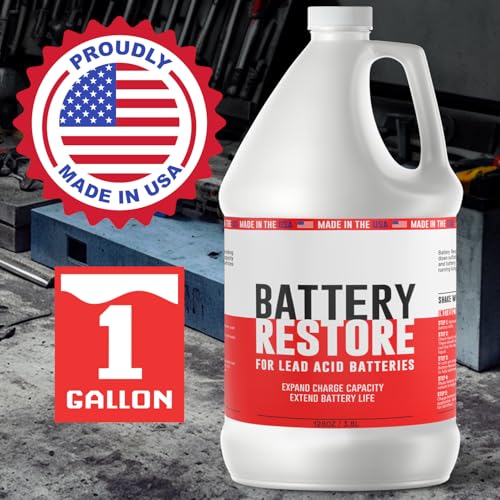 Battery Restore Desulfator Solution - 1 Gallon Refill - Treats 3 to 6 Lead Acid Batteries for Golf Carts, Motorcycles, Boats, ATVs, RVs & Forklifts - Extends Battery Life - Made in the USA - Non-Toxic
