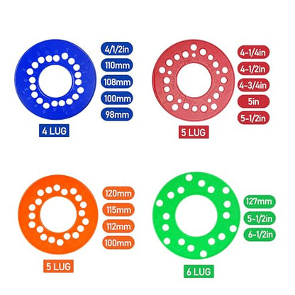 eaacaa 4Pcs Wheel Bolt Pattern Measuring Guides | 4 | 5 | 6 Lug Measuring Tool - SAE & Metric Bolt Pattern Template,Precise Trailer,Car,SUV Axle Bolt Circle Tool-Set