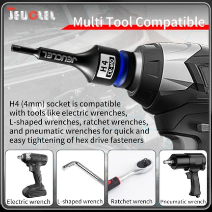 4mm Hex Impact Bit Socket, H4 1/2" Drive Allen Socket, Cr-Mo Steel | 3-Inch, Lengthen Hex Screwdriver Adapter for Electric Ratchet Wrenches Fastening Screws, Socket Wrench, Head Drill - size: 1PC | H4 4MM