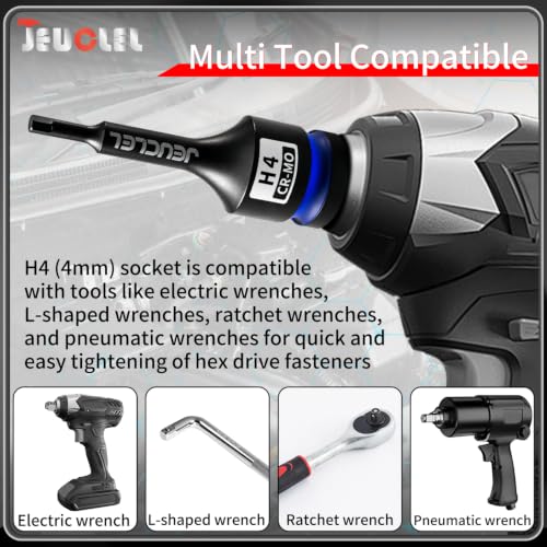 4mm Hex Impact Bit Socket, H4 1/2" Drive Allen Socket, Cr-Mo Steel | 3-Inch, Lengthen Hex Screwdriver Adapter for Electric Ratchet Wrenches Fastening Screws, Socket Wrench, Head Drill - size: 1PC | H4 4MM