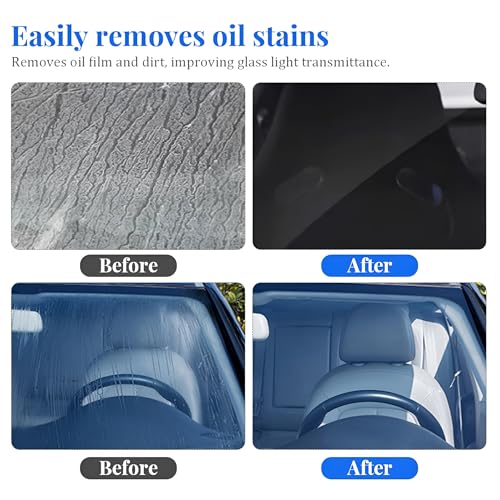 9PCS Car Glass Polishing Kit, Vehicle Windscreen Scratch Remover Set with 100g Cerium Oxide Powder Felt Buffing Pad, Automotive Glass Window Scratch Repair Kit, Universal Fit