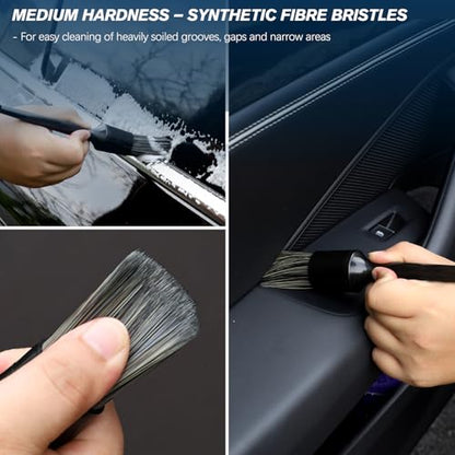 Car Detailing Brushes Set, 8-Piece Auto Detail Cleaning Brush Tool Kit in Soft/Middle/Hard, Crevice Brush, Dust Brush for Car Interior & Exterior, Leather, Air Vents, Emblems, Wheels Wash & Care - style: STYLE-B