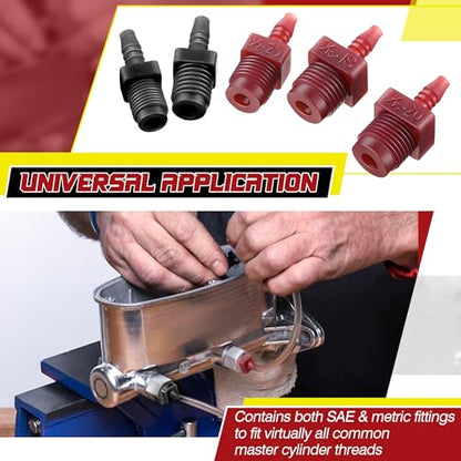 Enhon Master Cylinder Bleeder Kit Complete Brake Bleeder Kit with 22 in Clear Hose, Clip, PTFE Tape, SAE and Metric Fittings Universal Fit (20 Pcs)