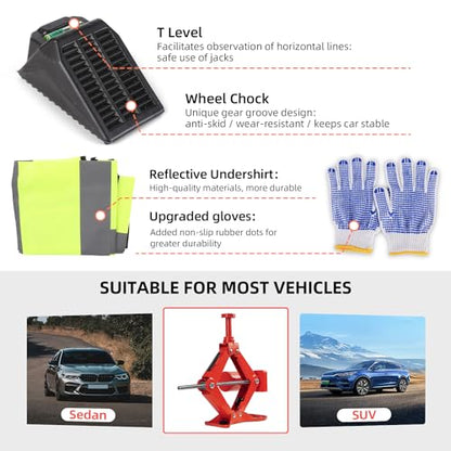 EFFIROSO Premium 10 in 1 Electric Scissor Jack Enhanced Safety 3 Ton Car Jack Kit Automatic 12V Tire Repair Kit for Sedans SUV Tire Replacement - color: red