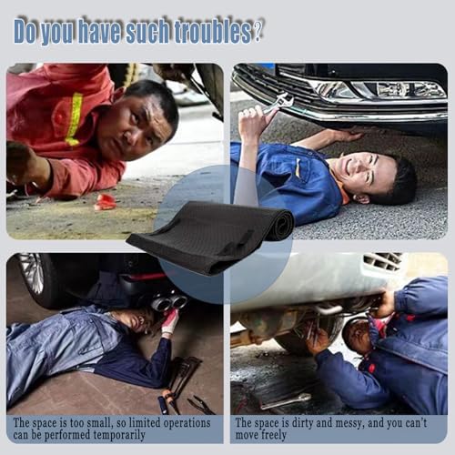 60''x28'' Mechanic Mat for Ground Rolling Mat with Storge Bag, Zero Ground Clearance Mechanic Creeper Mat for Working on Uneven Surfaces