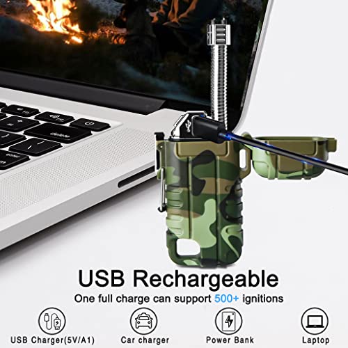 SUPRUS Waterproof Lighter Windproof Lighter Arc Plasma Lighters USB-C Rechargeable with Expandable and Flexible Neck for Outdoor, Camping & Kitchen (Camouflage) - color: Camouflage
