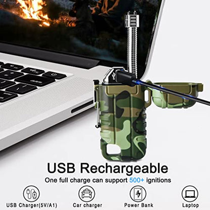 SUPRUS Waterproof Lighter Windproof Lighter Arc Plasma Lighters USB-C Rechargeable with Expandable and Flexible Neck for Outdoor, Camping & Kitchen (Camouflage) - color: Camouflage