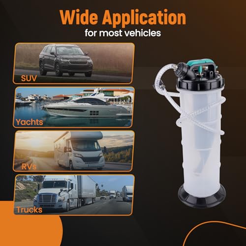 maXpeedingrods 2 Gallon/7.5 L Manual/Pneumatic Fluid Extractor, Automotive Oil Extractor Pump, Transmission Filler Pump Oil Vacuum Changer with 5pc Brake Bleeding Hose for Car, SUVs, Truck, Yachts