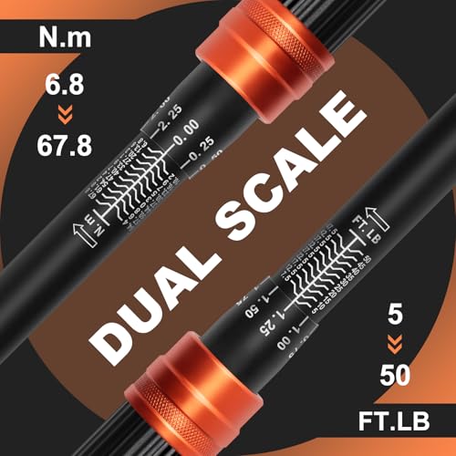 Kerry 3/8 Inch Drive Click Torque Wrench, 5-50 FT.LB/6.8-67.8 Nm, ±3% High Accuracy, Dual Range Scales, Clearly Graduated, Eeasy Read, Hardened Alumium Alloy, 72 Tooth Click Torque Wrench for Bike - size: 5-50FT.LB, style: 3/8"
