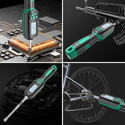 Upgraded Digital Torque Screwdriver, 0.4-8 Nm/3.5-70.8 In-lbs, Torque Wrench Screwdriver Set, 1/4'' Drive Inch Pound Rachet Torque Screwdriver Electrician with Buzzer & LED Indicator