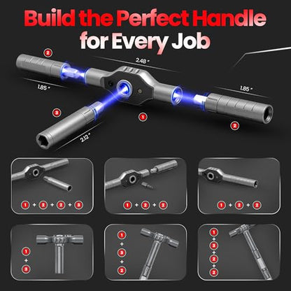 34 in 1 Magnetic Screwdriver Set, Magnetic Ratchet Screwdriver Set with Multi-Bit Ratcheting Handle & Bit Magnetizer, Compact Repair Tool Kit with Storage Case for Furniture, Computer, Bicycle and DIY - size: 34 in 1