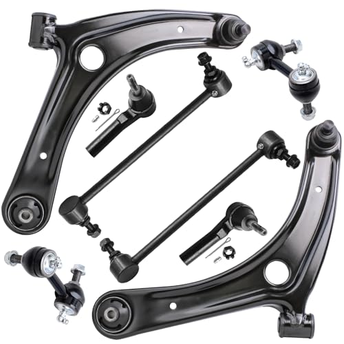Detroit Axle - Front End Control Arms Kit for Jeep 2007-2009 Patriot Compass Dodge Caliber, 2 Lower Control Arms with Ball Joints Assembly 2 Outer Tie Rods 4 Front Rear Sway Bar Links 2008 Replacement - size: 8CS34570/8PC
