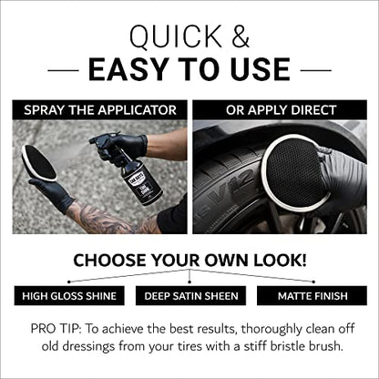 CAR GUYS Tire Shine Spray - The Perfect Deep Black Shine - Long Lasting Car Tire Dressing - No Sling & Dry to Touch - 18 Oz Kit with Applicator - size: 18 Oz Kit (W/ Applicator)