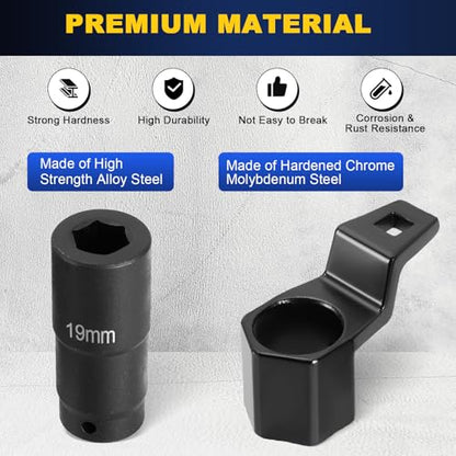 DASBET 19mm Harmonic Balancer Socket and 50mm Hex Crankshaft Crank Damper Pulley Holding Wrench Socket Tool Compatible for Honda Acura