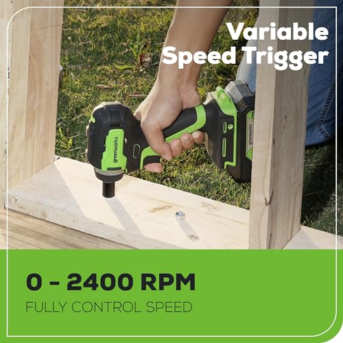 Greenworks 24V 3/8" Brushless Cordless Impact Wrench, 3/8 Inch, 150 ft.-lbs Torque, Lightweight and Compact, with 2.0Ah Battery and Charger, PA147K - size: 150 ft.-lbs., style: w/2Ah Battery