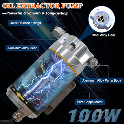 12V 100W Portable Oil Transfer Pump Set, 1-4L/min Fluid Transfer Pump for Engine Oil, Gear Oil, Lubricating Oil Change, Electric Self-Priming Motor Gear Oil Pump for Boat, Car, Trucks and Lawnmower
