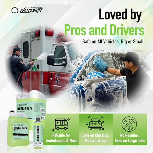 Nanoskin BUBBLE BATH Foaming Car Wash Shampoo 30 Gallons - Works with Foam Cannon, Gun, Bucket Washes, Car Soap for Pressure Washer | For Car, Truck, Motorcycle, RV & More, Green,3840 Fl Oz(Pack of 1) - size: 3840 Fl Oz (Pack of 1)