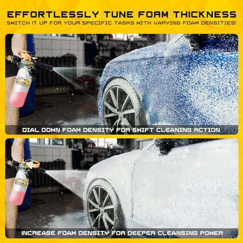 Foam Cannon for Pressure Washer, 1L Bottle Snow Foam Cannon with 5 Pressure Washer Nozzle Tips, 1/4 Inch Quick Connector, Compatible with Gas Pressure Washers&Electric Pressure Washers | Foam Cannon