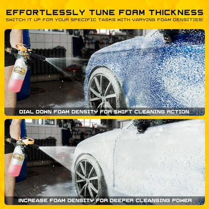 Foam Cannon for Pressure Washer, 1L Bottle Snow Foam Cannon with 5 Pressure Washer Nozzle Tips, 1/4 Inch Quick Connector, Compatible with Gas Pressure Washers&Electric Pressure Washers | Foam Cannon