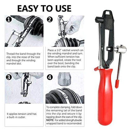 22Pcs CV Boot Clamp Pliers Set Cv Axle Removal Tool Cv Joint Ear Clamp Banding Tool Automotive Hose Axle Plier (2Pcs Clamp Pliers + 10 Pairs Adjustable CV Boot Clamps) - color: Red