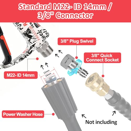 BEAR FORCE Pressure Washer Gun Up to 3000 PSI with Undiluted Mini Foam Cannon Set, 5 Spray Nozzles, Power Washer Spray Gun with 3/8'' Swivel Quick Connect, M22-15mm Connector, Car Wash, Car Detailing - color: Spray Gun & Mini Foam Cannon Set