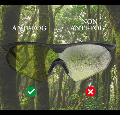HTS HUNTERSKY S53 Anti Fog Tactical Shooting Range Safety Glasses ANSI Z87.1 Ballistic Eye Protection Hunting Airsoft Riding - color: S53 Black-clear / Black-smoke